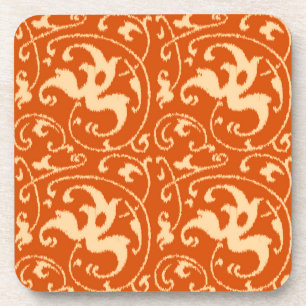 Ikat Floral Damask - Mandarijns Sinaasappel Bier Onderzetter