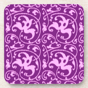 Ikat Floral Damask - Orchid en Paars Bier Onderzetter