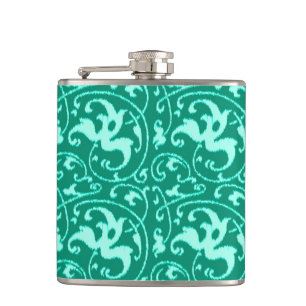 Ikat Floral Damask - Turquoise en Aqua Heupfles