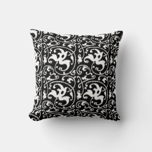 Ikat Floral Damask - zwart en wit Kussen
