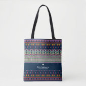 Ikat Geometric Folklore Ornament Background | Naam Draagtas (Voorkant)