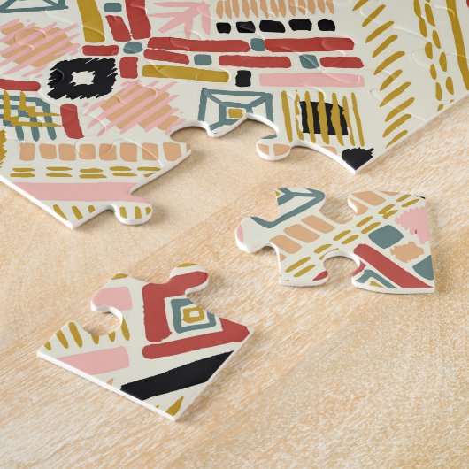 Ikat geometrische folklore, oosters damast patroon legpuzzel (Zijkant)