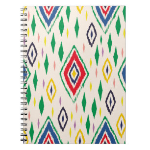 Ikat geometrische folklore ornament met diamanten. notitieboek