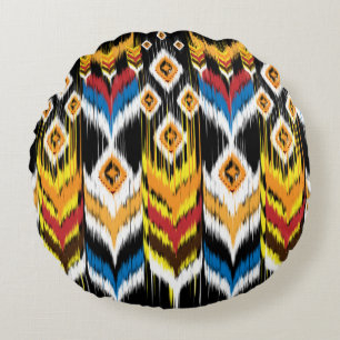 Ikat geometrische folklore-versiering. Tribale etn Rond Kussen