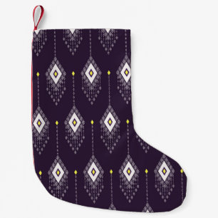 Ikat kroonluchterpatroon: textielontwerp kleine kerstsok
