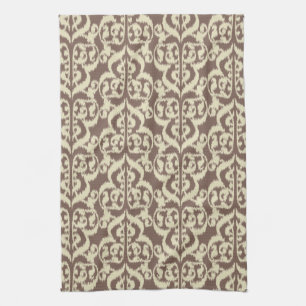 Ikat Moorish Damask - beige en taupe Theedoek