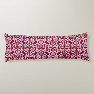 Ikat Moorish Damask - Bourgogne en roze. Lichaamskussen