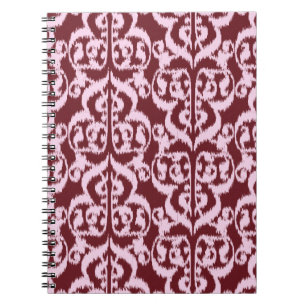 Ikat Moorish Damask - Bourgogne en roze Notitieboek