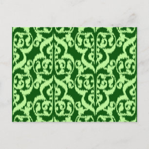 Ikat Moorish Damask - groen voor dennenhout en ner Briefkaart