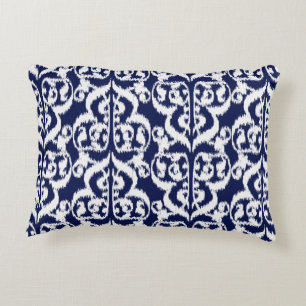 Ikat Moorish Damask - indigo en white Accent Kussen