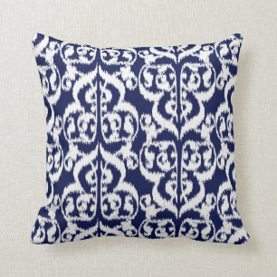 Ikat Moorish Damask - indigo en white Kussen
