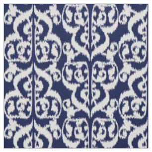 Ikat Moorish Damask - indigo en white Stof
