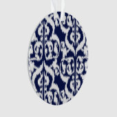 Ikat Moorish Damask - indigo et blanc (devant)