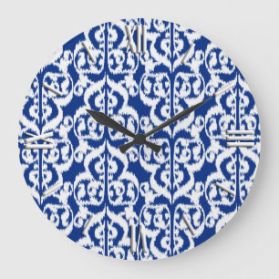 Ikat Moorish Damask - kobalt blauw en wit Grote Klok
