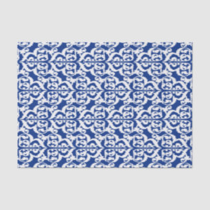 Ikat Moorish Damask - kobalt blauw en wit Tissuepapier