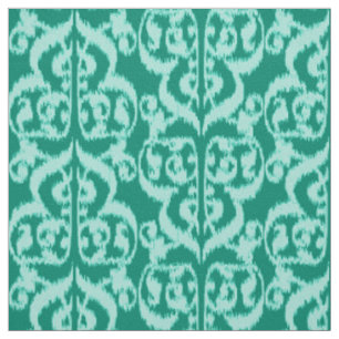 Ikat Moorish Damask - peace ock en aqua Stof