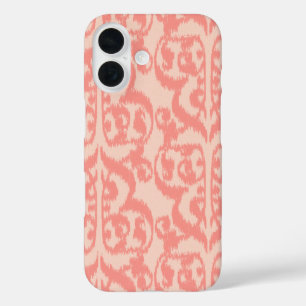 Ikat Moorish Damask - perzik en koraalroze iPhone 16 Hoesje