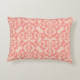 Ikat Moorish Damask - perzik en koraalroze Decoratief Kussen