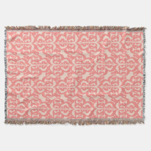 Ikat Moorish Damask - perzik en koraalroze Deken