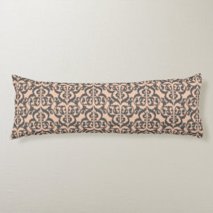Ikat Moorish Damask - perzikkleurig en koolgrijs Lichaamskussen