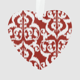 Ikat Moorish Damask - rouge foncé et blanc