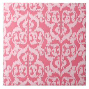 Ikat Moorish Damask - schaduwen van koraalroze Tegeltje