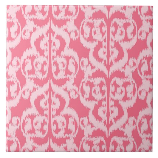Ikat Moorish Damask - schaduwen van koraalroze Tegeltje (Voorkant)