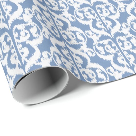 Ikat Moorish Damask - sky blue en white Cadeaupapier (Rol Hoek)