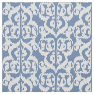 Ikat Moorish Damask - sky blue en white Stof