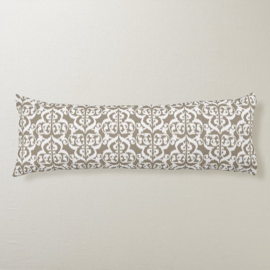 Ikat Moorish Damask - taupettan en wit Lichaamskussen (Voorkant)