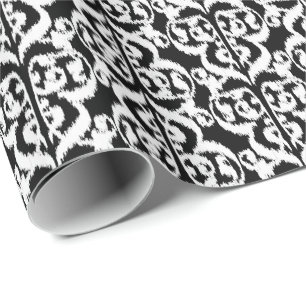 Ikat Moorish Damask - wit en zwart Cadeaupapier