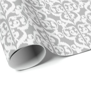 Ikat Moorish Damask - zilver grijs en wit Cadeaupapier