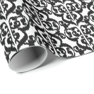 Ikat Moorish Damask - zwart-wit Cadeaupapier