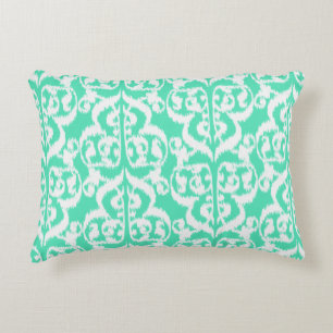 Ikat Moorse Damast - aqua en wit Accent Kussen