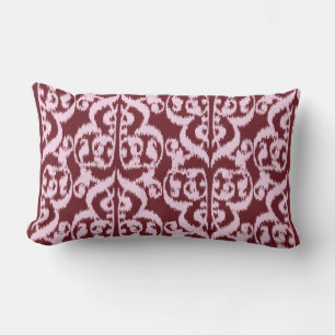 Ikat Moorse Damast - bordeauxrood en roze Kussen