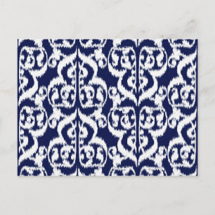 Ikat Moorse damast - indigo en wit Briefkaart
