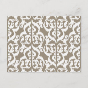 Ikat Moorse damast - taupe tan en wit Briefkaart