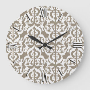 Ikat Moorse damast - taupe tan en wit Grote Klok