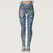 Ikat naadloos patroon blauw, groen, beige harmonie leggings (Voorkant)
