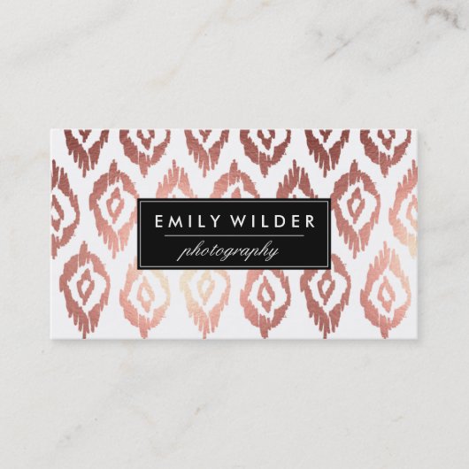 Ikat Or Rose moderne | Carte de visite (Devant)
