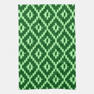 Ikat patroon - dennen groen en lichtgroen theedoek