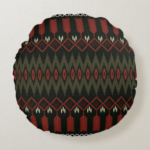Ikat-patroon: geometrisch etnisch Ornament Rond Kussen