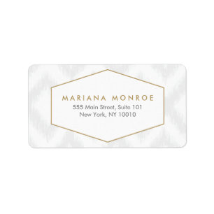 Ikat-patroon in grijs designeradreslabel etiket