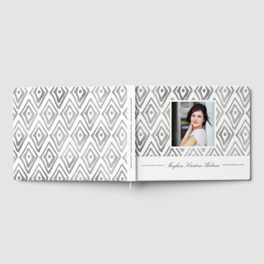 Ikat Pattern Afstuderen Guest Book | Zilver Gastenboek (Volledig)