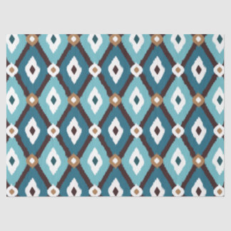 Ikat Pattern Blauwgroen en bruine decoupage Tissuepapier