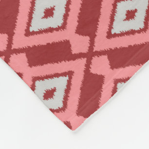 Ikat Pattern - Bourgogne, grijs en koraal Fleece Deken