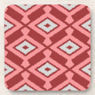 Ikat Pattern - Bourgogne, grijs en koraal Onderzetter
