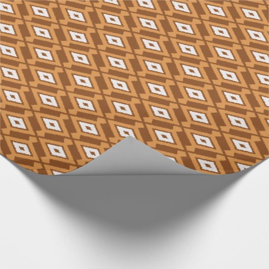 Ikat Pattern - Brown, Rust and Cream Cadeaupapier (Hoek)