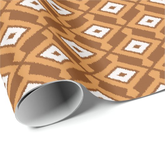 Ikat Pattern - Brown, Rust and Cream Cadeaupapier (Rol Hoek)