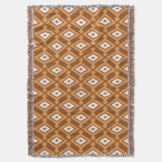 Ikat Pattern - Brown, Rust and Cream Deken (Voorkant Verticaal)